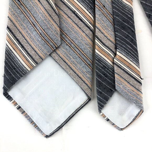 2 Christian Dior Monsieur‎ Vintage Diagonal Stripe Ties - Picture 12 of 15